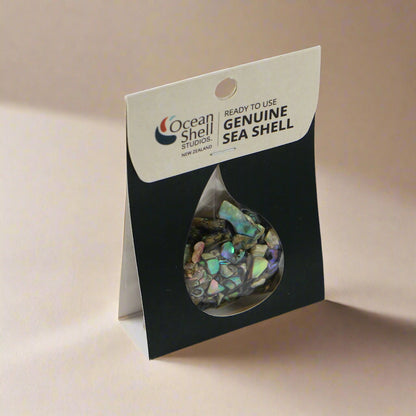TPS2-15 - PAUA SATIN 30G 2-15MM TUMBLED SHELL PIECES - OCEAN SHELL STUDIOS