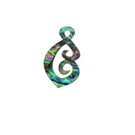 ZSPDKT - GLOSS PAUA VENEER SHAPE - DOUBLE KORU TEAR - OCEAN SHELL STUDIOS