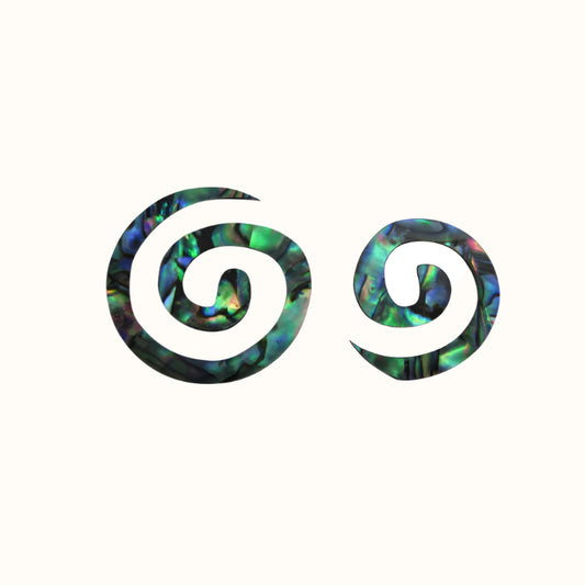 ZSPDS - GLOSS PAUA VENEER SHAPE - DOUBLE SPIRAL - OCEAN SHELL STUDIOS