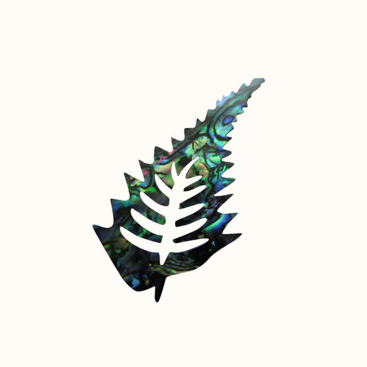 ZSPFM - Medium 50mm GLOSS PAUA VENEER SHAPE - FERN - OCEAN SHELL STUDIOS
