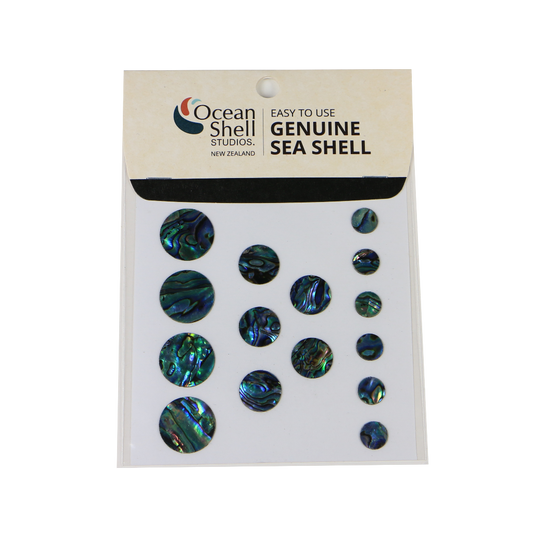 ZTPC - THEME SET - PAUA STICKERS - CIRCLES (15PCS) - OCEAN SHELL STUDIOS