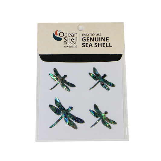 ZTPDF - THEME SET - PAUA STICKERS - DRAGONFLY (4PCS) - OCEAN SHELL STUDIOS