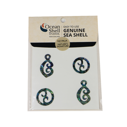 ZTPDK - THEME SET - PAUA STICKERS - DOUBLE KORU (4PCS) - OCEAN SHELL STUDIOS