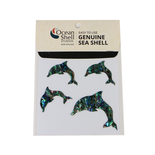 ZTPDP - THEME SET - PAUA STICKERS - DOLPHIN (4PCS) - OCEAN SHELL STUDIOS