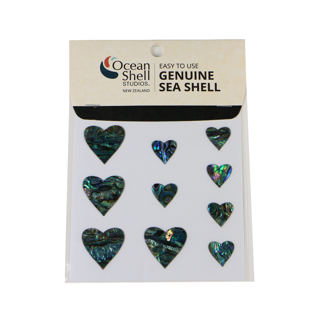 ZTPH - THEME SET - PAUA STICKERS - HEARTS (10PCS) - OCEAN SHELL STUDIOS