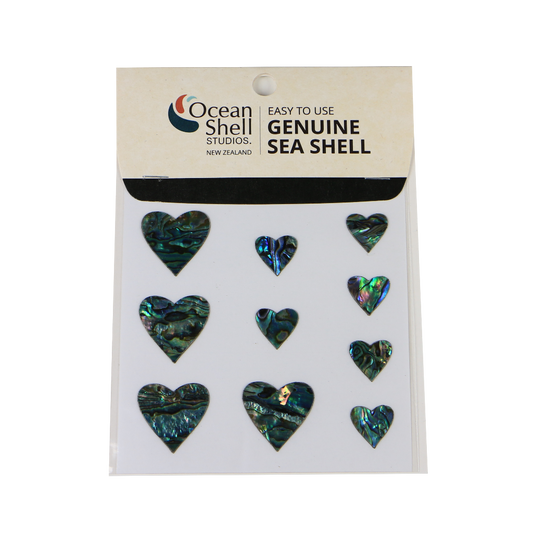 ZTPH - THEME SET - PAUA STICKERS - HEARTS (10PCS) - OCEAN SHELL STUDIOS