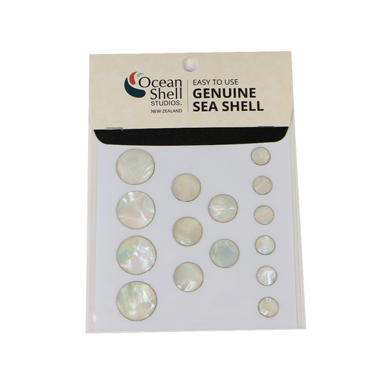 ZTWC - THEME SET - MOTHER OF PEARL STICKERS - CIRCLE (15PCS) - OCEAN SHELL STUDIOS